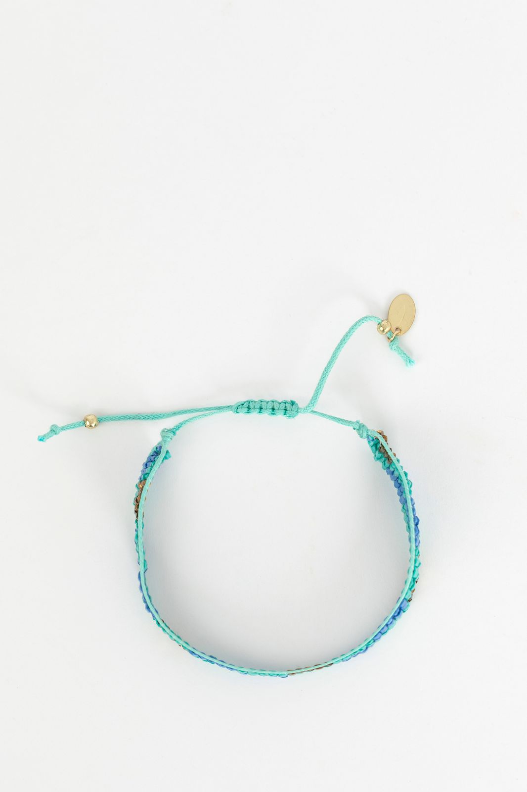 Bracelet en perles avec motif carreaux - bleu