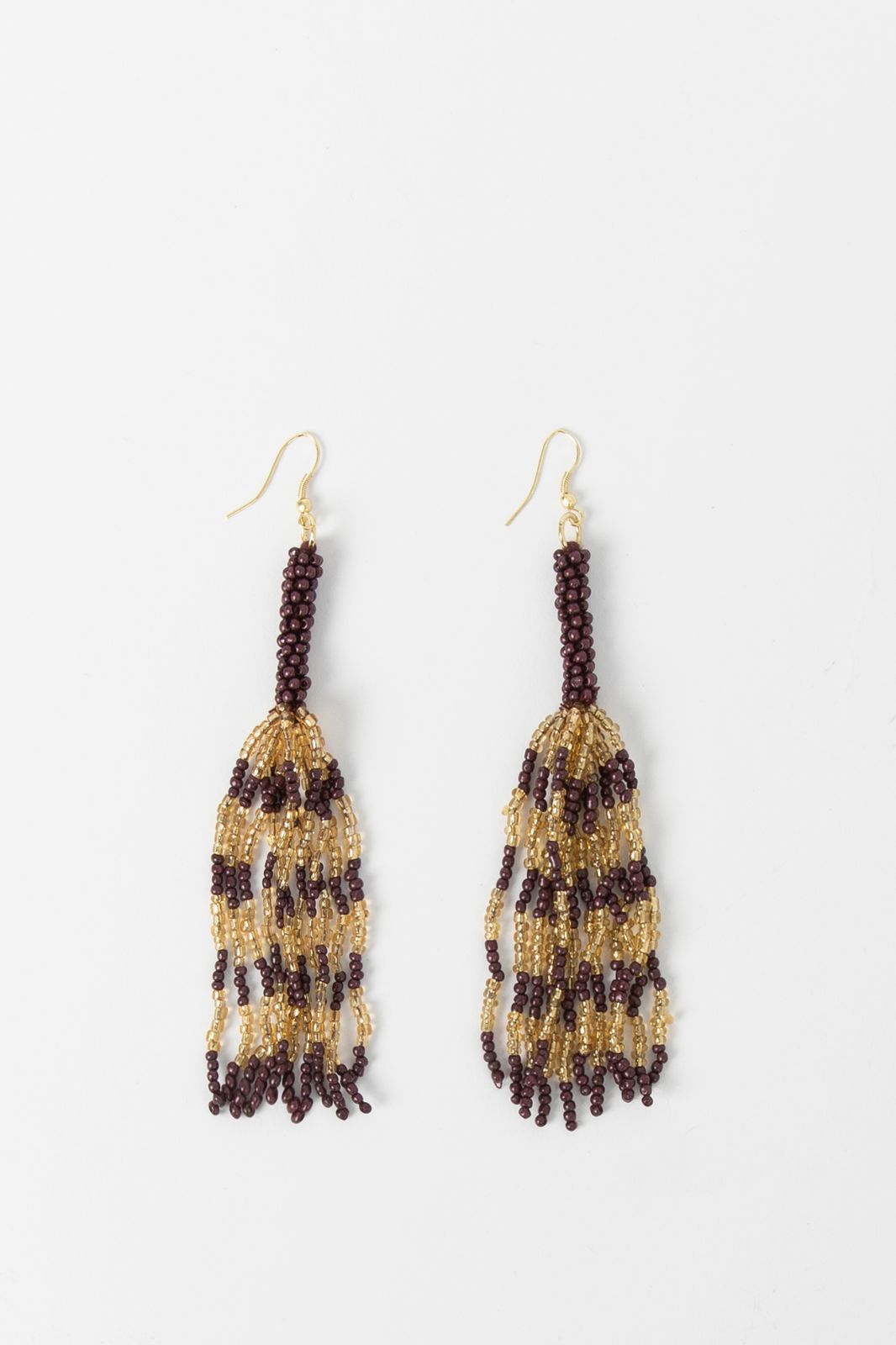 Boucles d'oreille pendantes avec perles - violet/doré