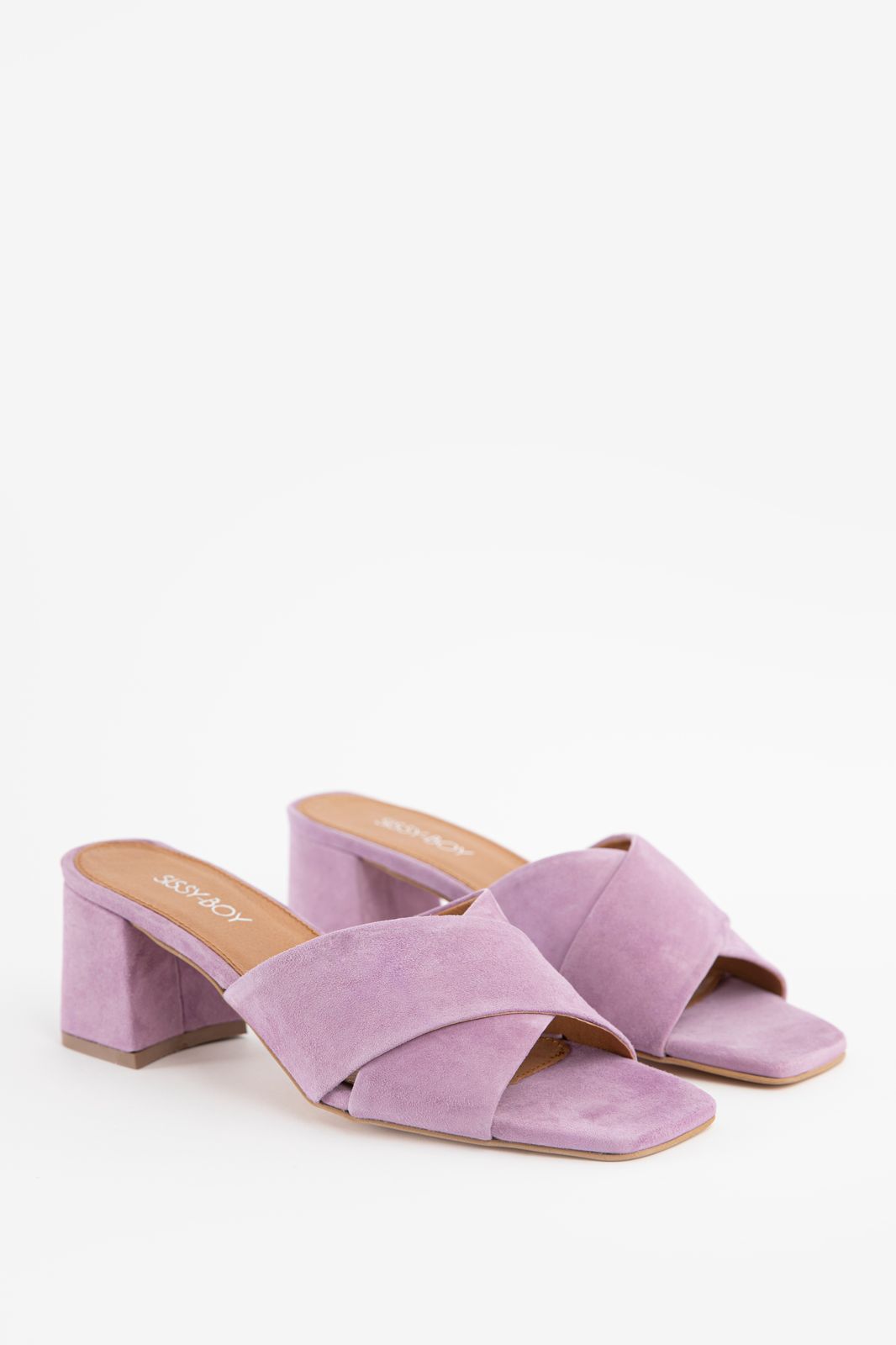 Sandales à talon en daim - violet