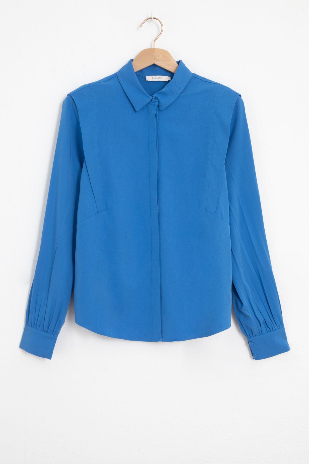 Kikker Baron arm Blauwe blouse met schouderdetail - Dames | Sissy-Boy