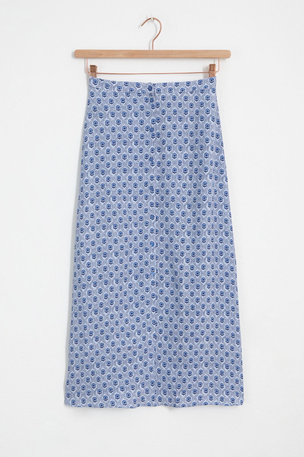 Longue jupe avec imprimé millefleurs - bleu