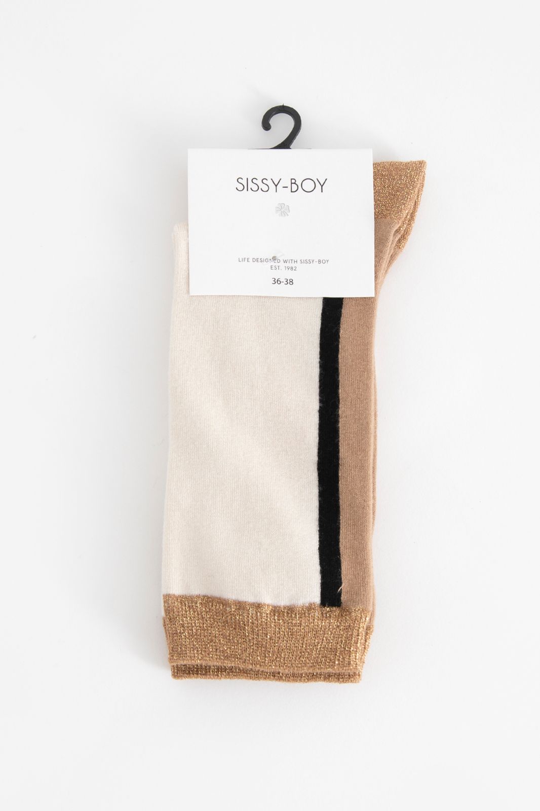 Bruine colorblock sokken met glitter - Dames | Sissy-Boy