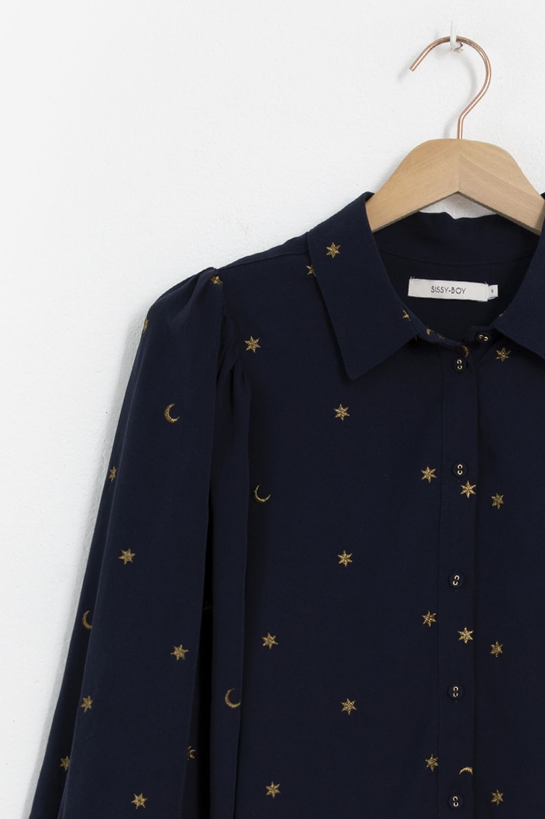 Donkerblauwe blouse moon and stars - Dames | Sissy-Boy