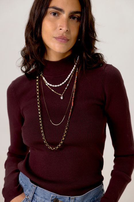 Donkerbruine fijngebreide coltrui Dames Sissy-Boy