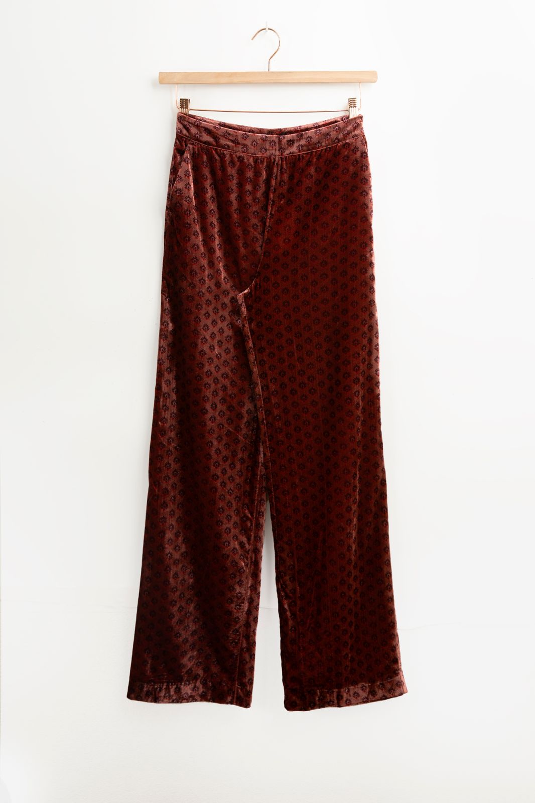 Donkerroze velvet broek met print - Dames | Sissy-Boy
