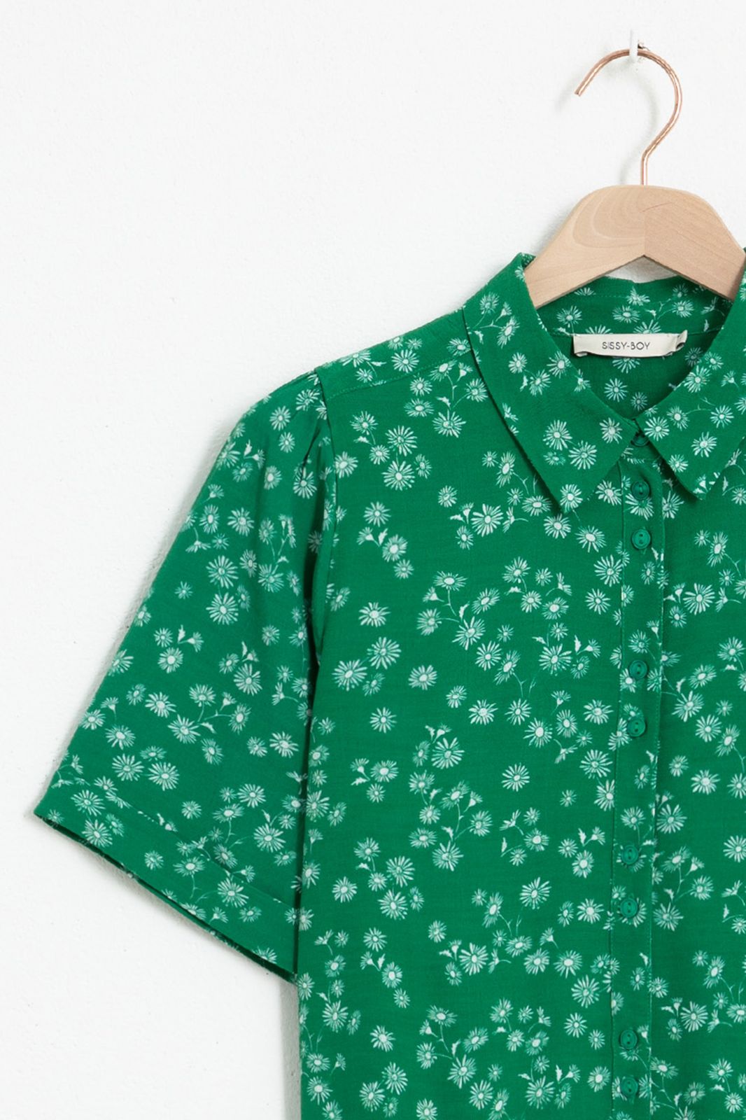 Groene blouse met all over bloemenprint en korte mouwen - Dames | Sissy-Boy