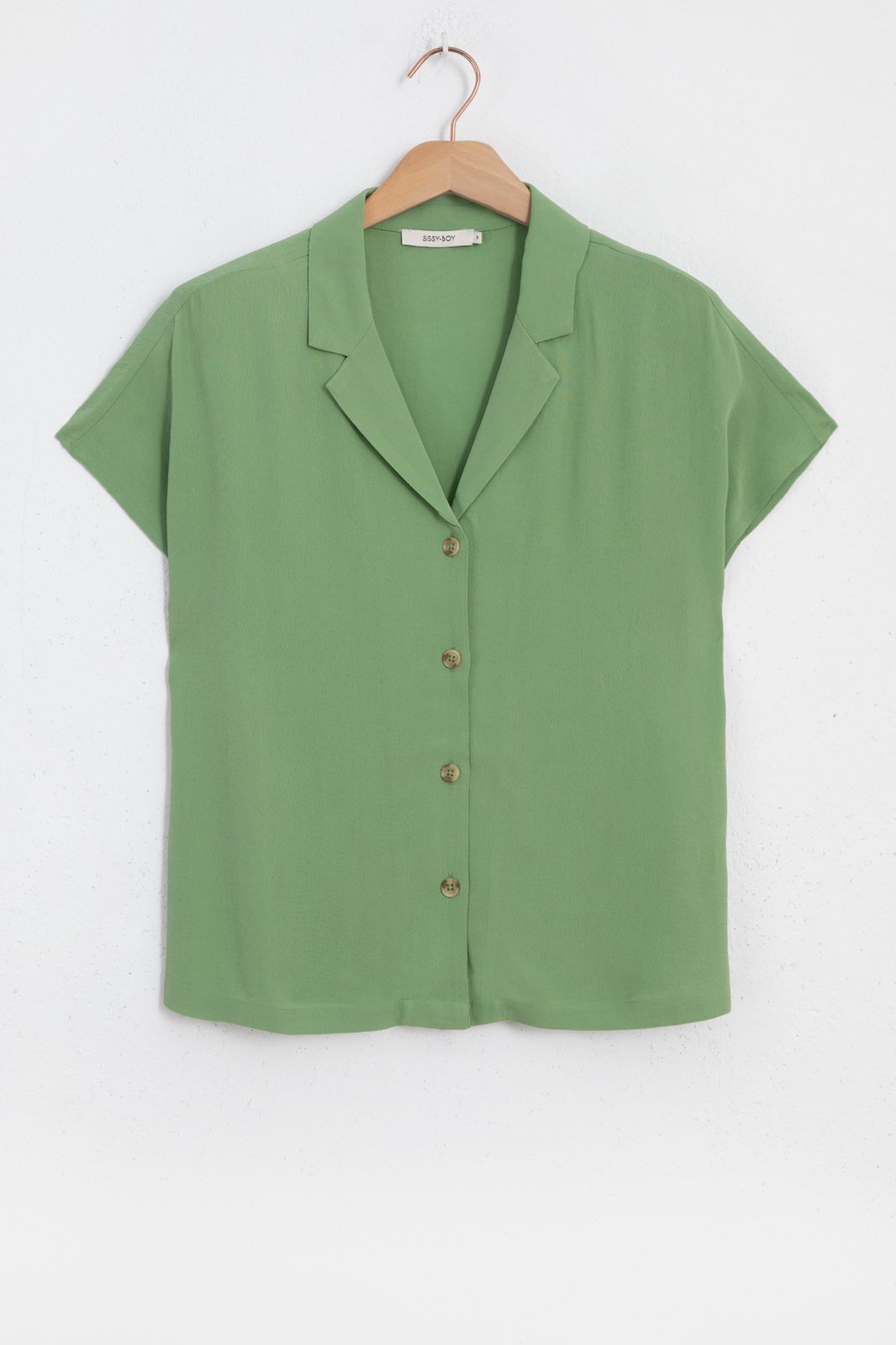 Groene blouse met reverkraag - Dames | Sissy-Boy
