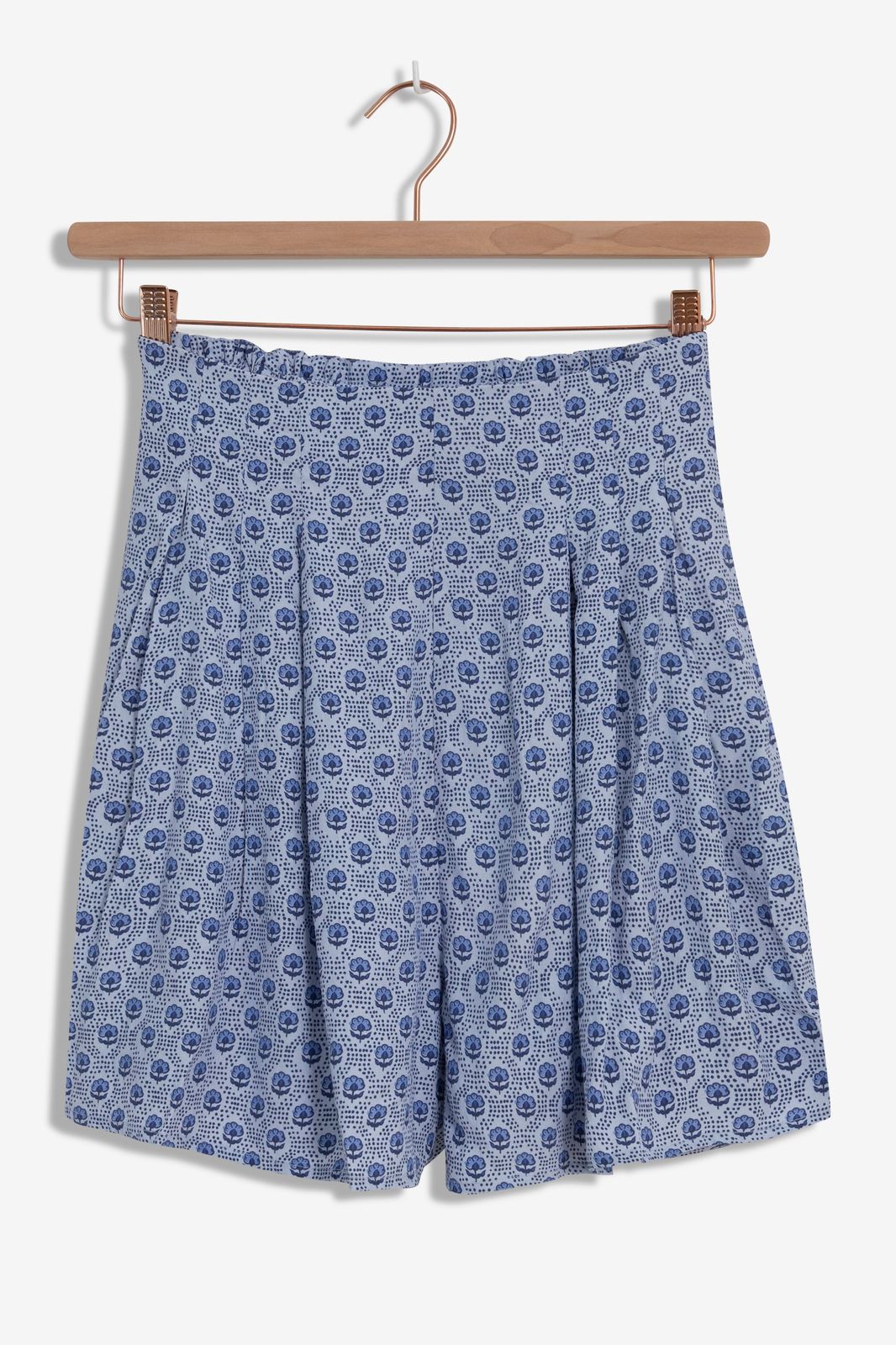 Blauwe wijde shorts met minimal flower print