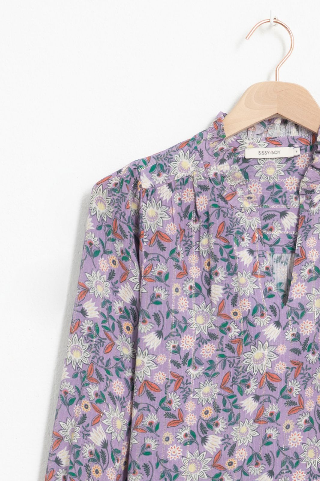 Lila blouse met all over bloemenprint en lurex - Dames | Sissy-Boy