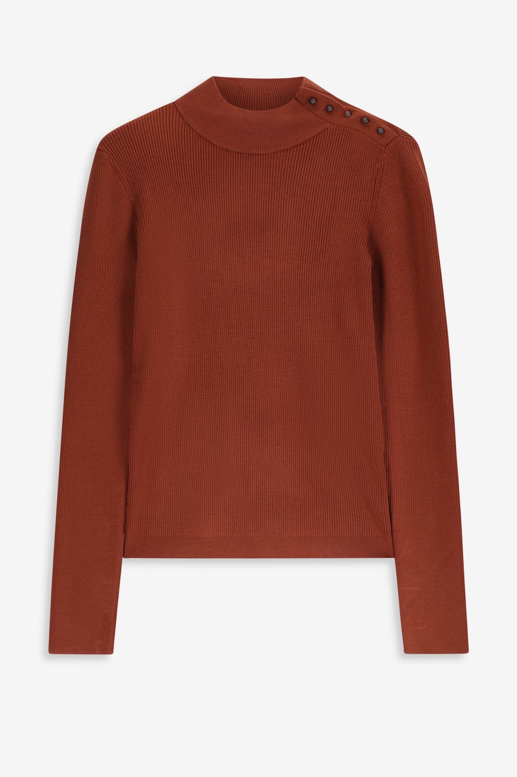 Pull col roulé en maille fine - marron