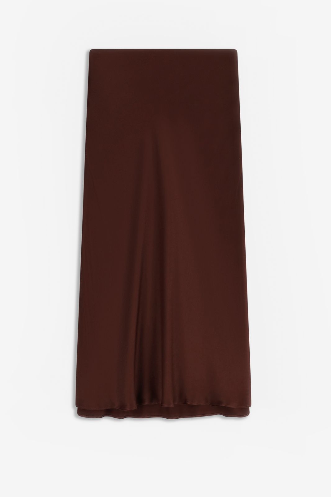 Jupe mi-longue en satin - marron foncé