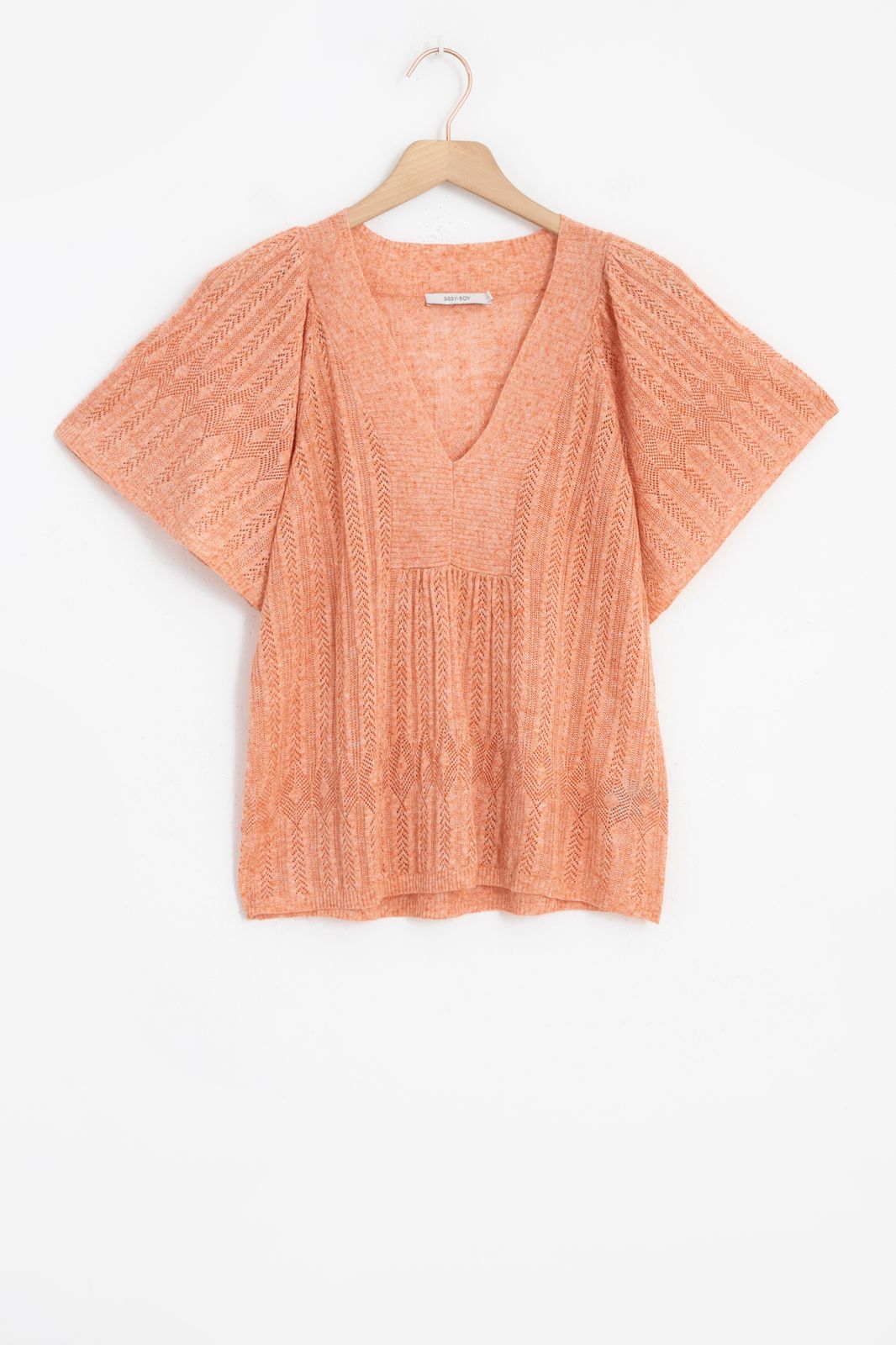 Pull tricoté avec manches évasées - orange