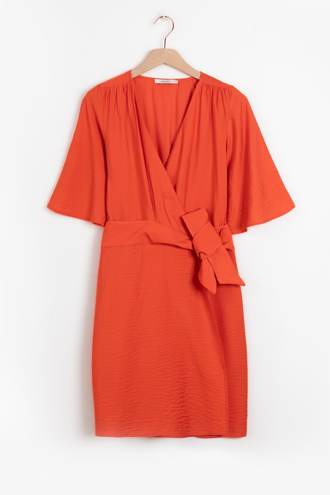 Robe portefeuille avec manches à ailettes - orange chaud