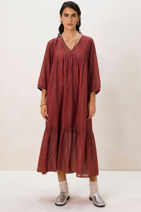 Rode maxi jurk met V-hals Dames Sissy-Boy