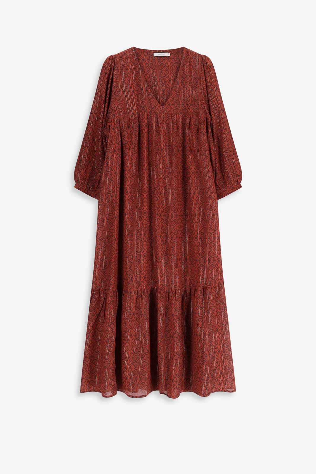 Robe longue avec col V - rouge