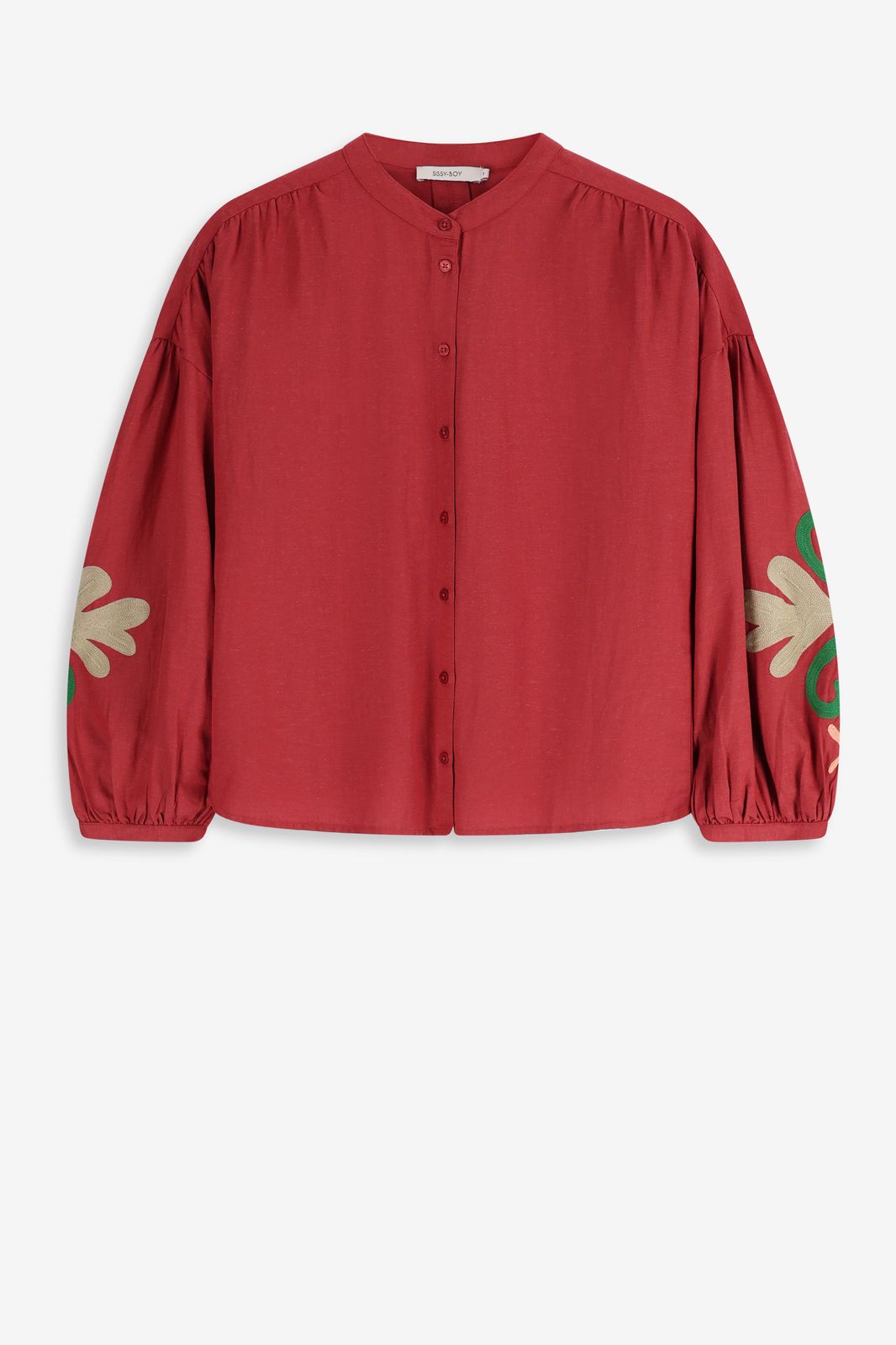 Blouse avec broderie - rouge foncé