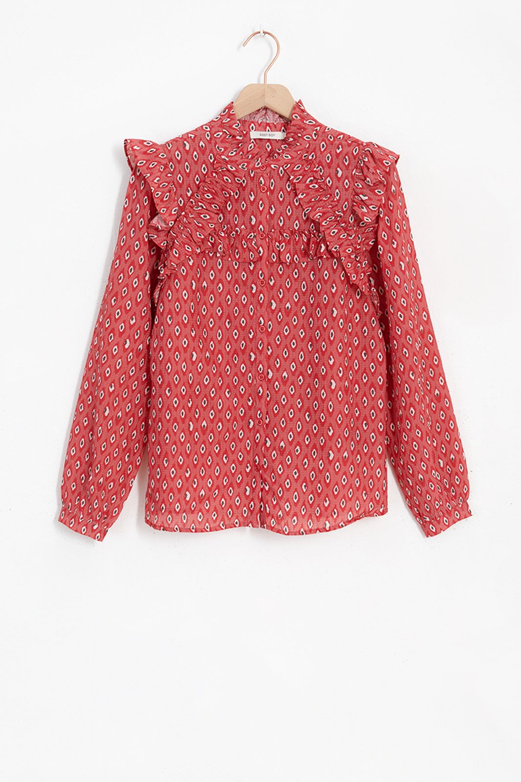 Roze blouse met wieber print en ruffles - Dames | Sissy-Boy