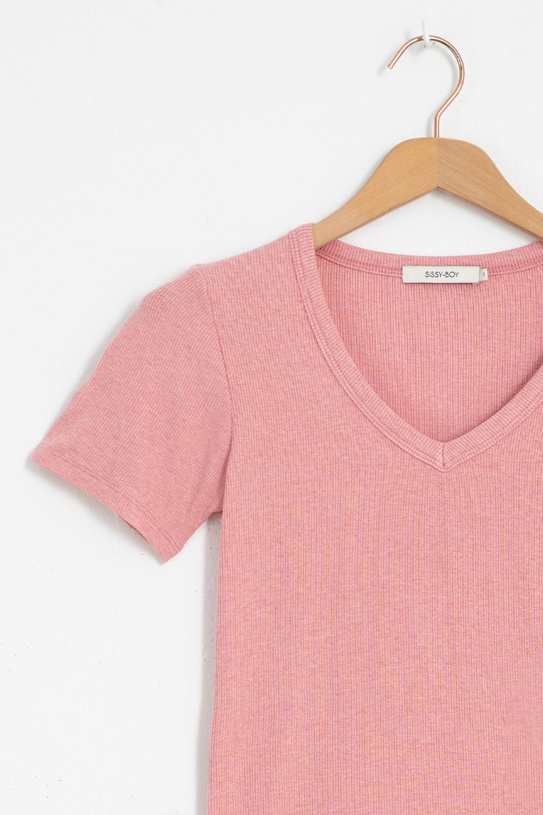 Roze T-shirt met V-hals - Dames | Sissy-Boy