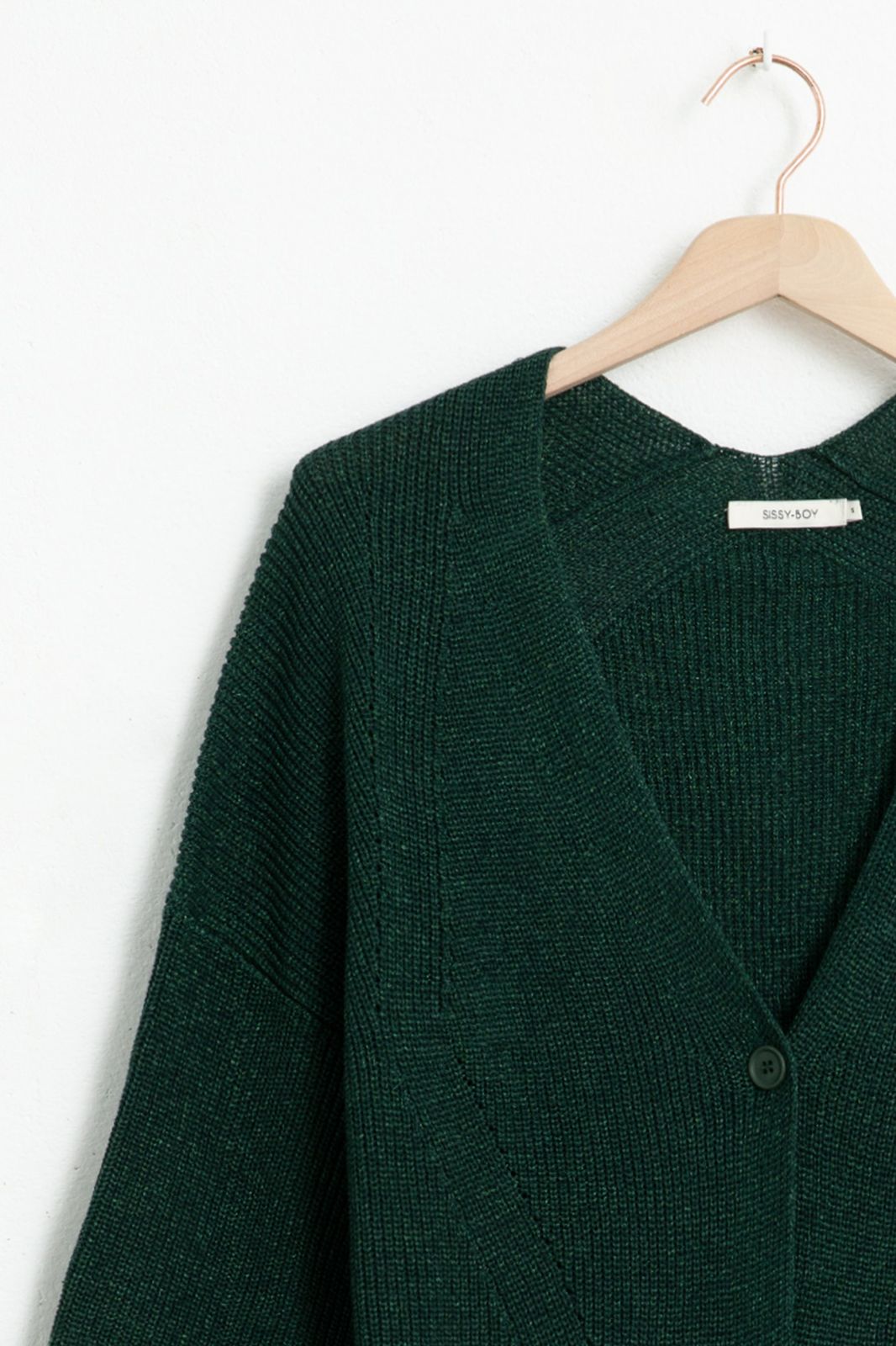 Gilet tricoté avec bouton - vert foncé
