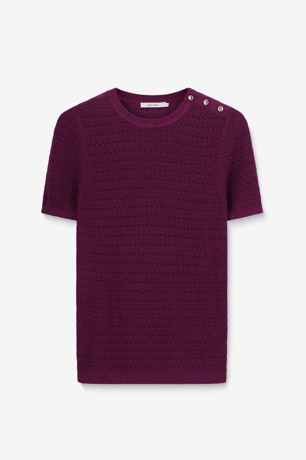 Pull tricoté avec boutons - violet foncé