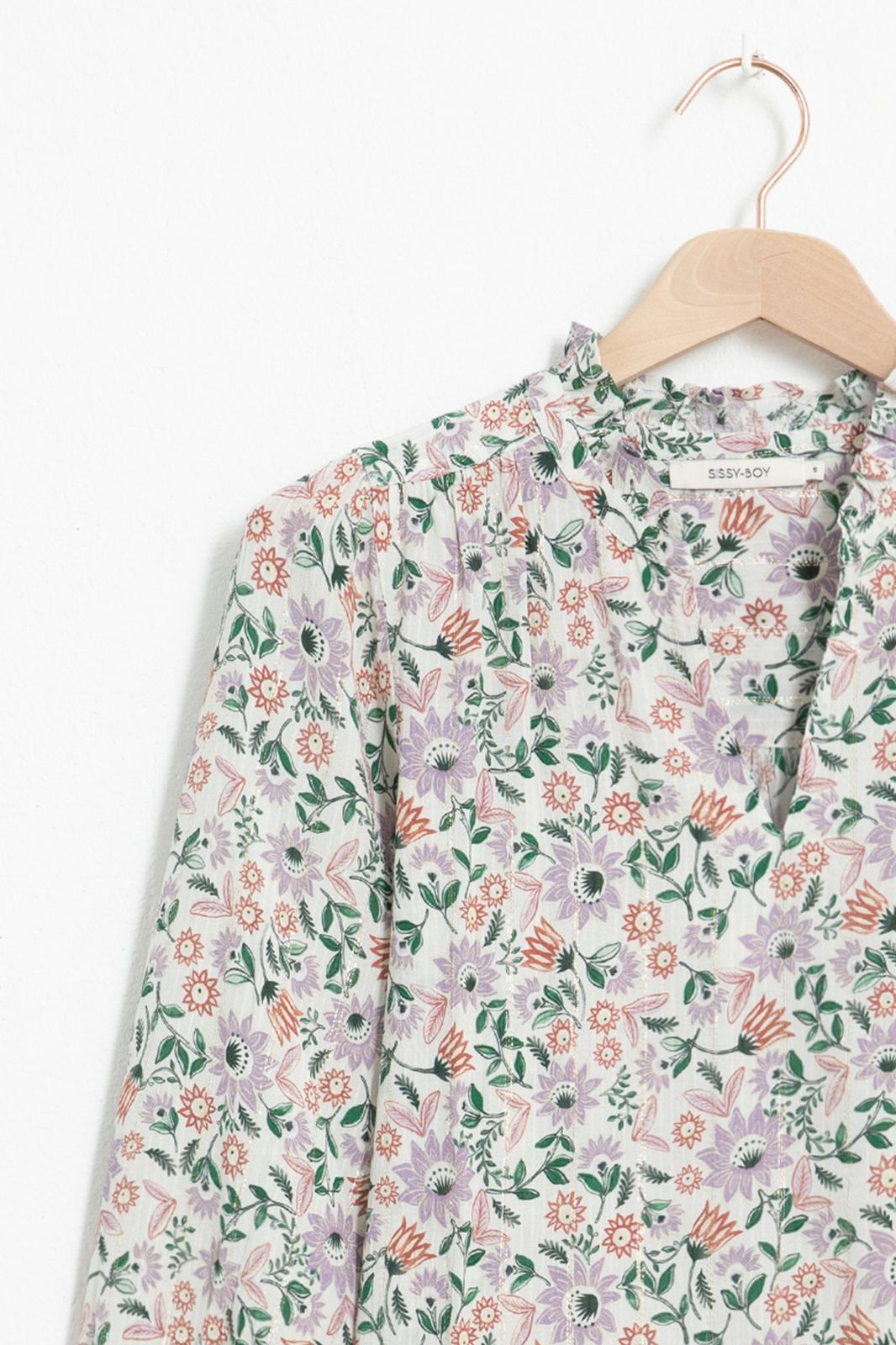 Ecru blouse met all over bloemenprint en lurex - Dames | Sissy-Boy