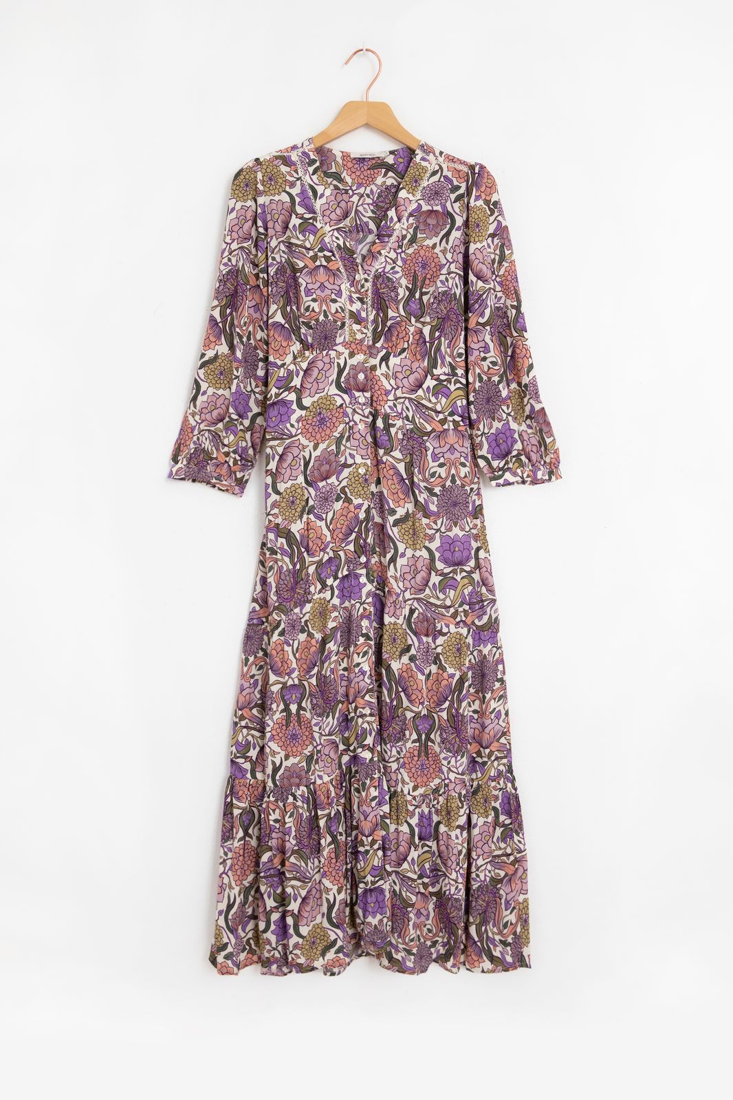 Maxi jurk met paarse bloemenprint - Dames | Sissy-Boy