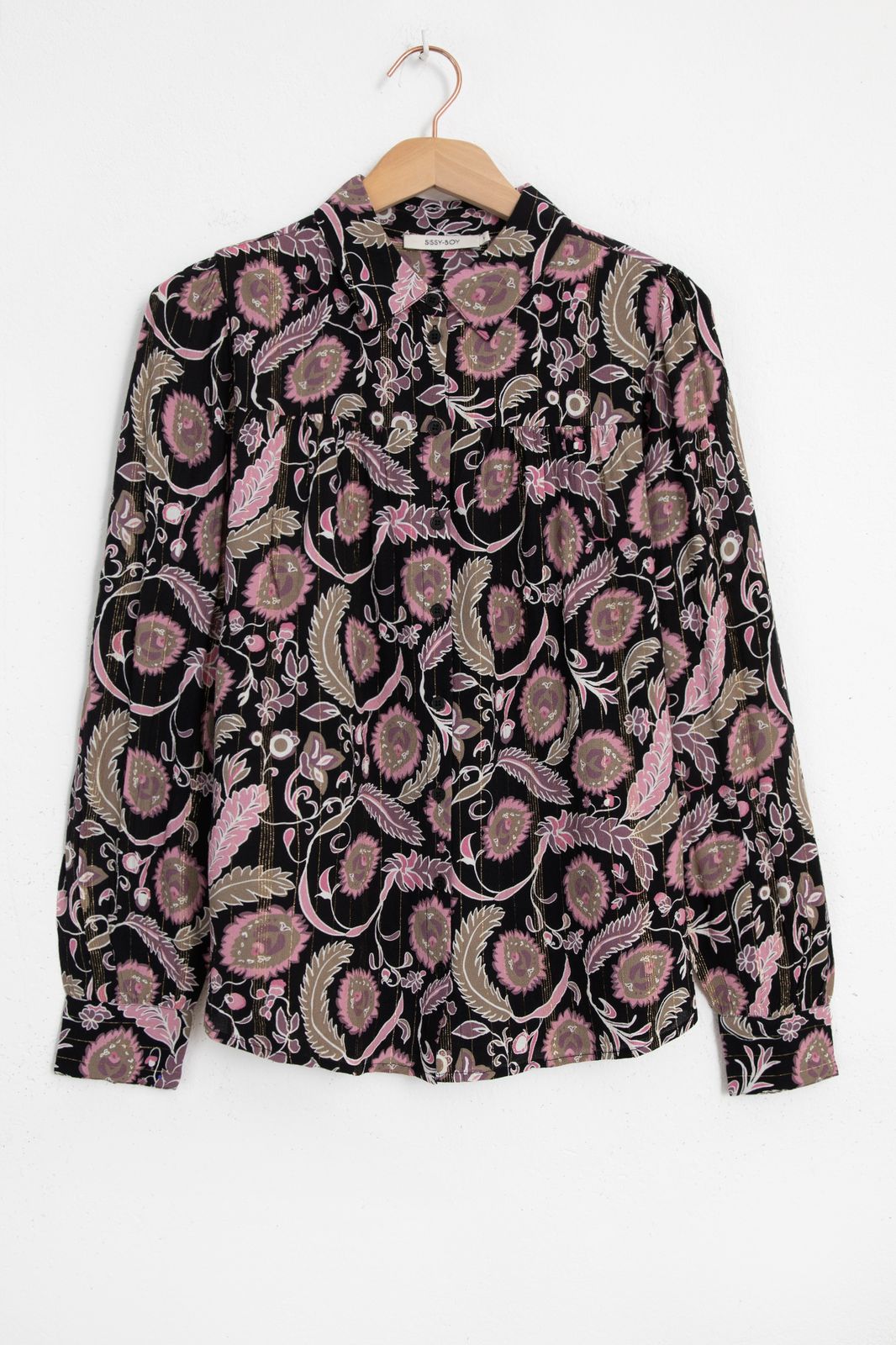 Zwarte blouse met paarse bloemenprint - Dames | Sissy-Boy