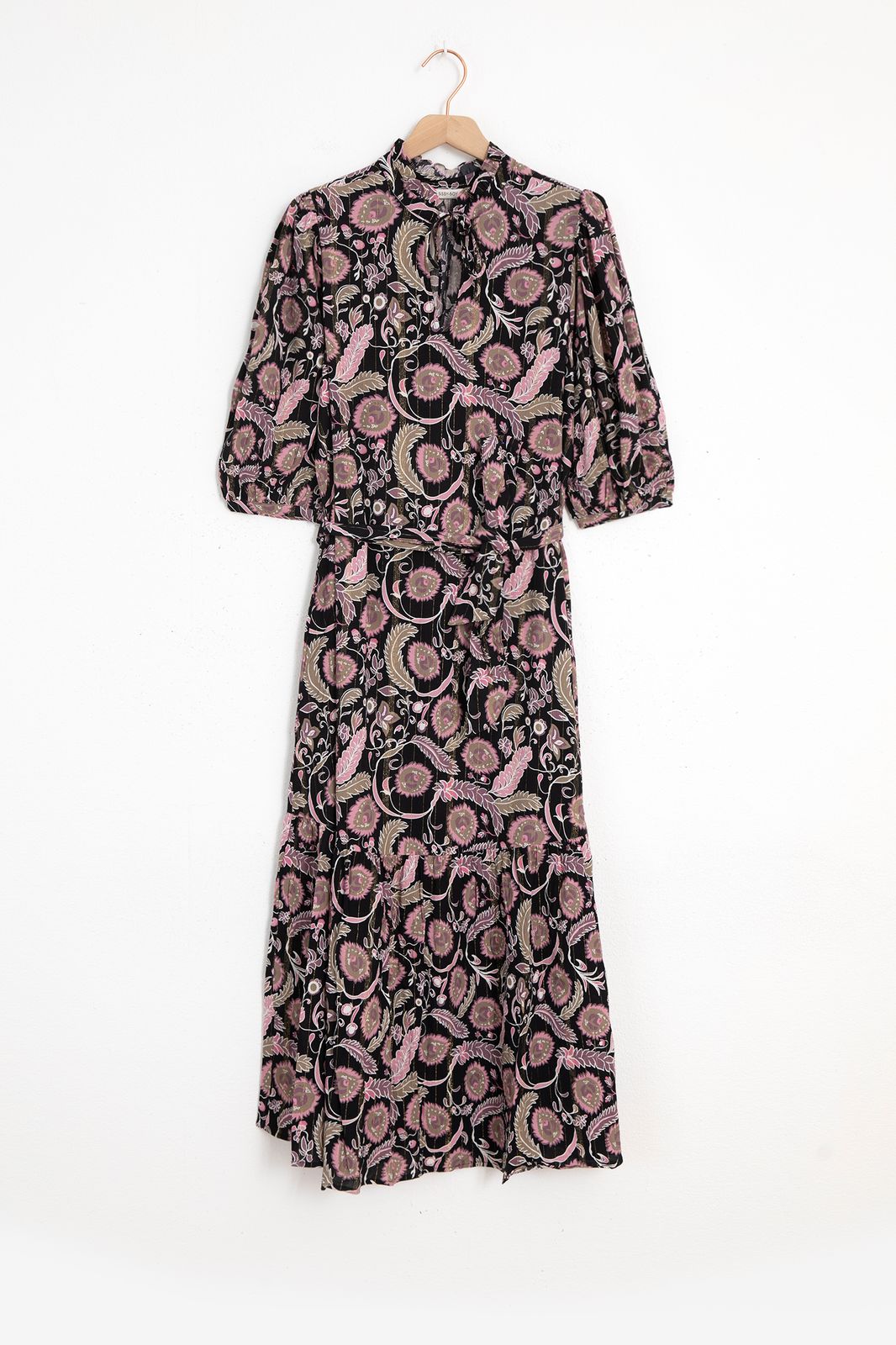 Zwarte maxi jurk met paarse bloemenprint - Dames | Sissy-Boy