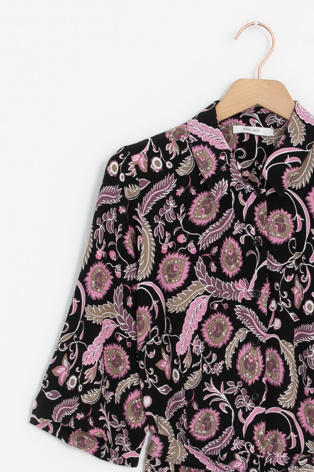 Zwart jumpsuit met paarse bloemenprint - Dames | Sissy-Boy