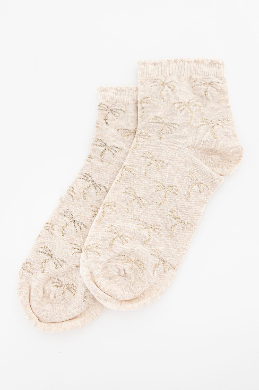 Socken mit Palmenprint und Lurex-Details - beige