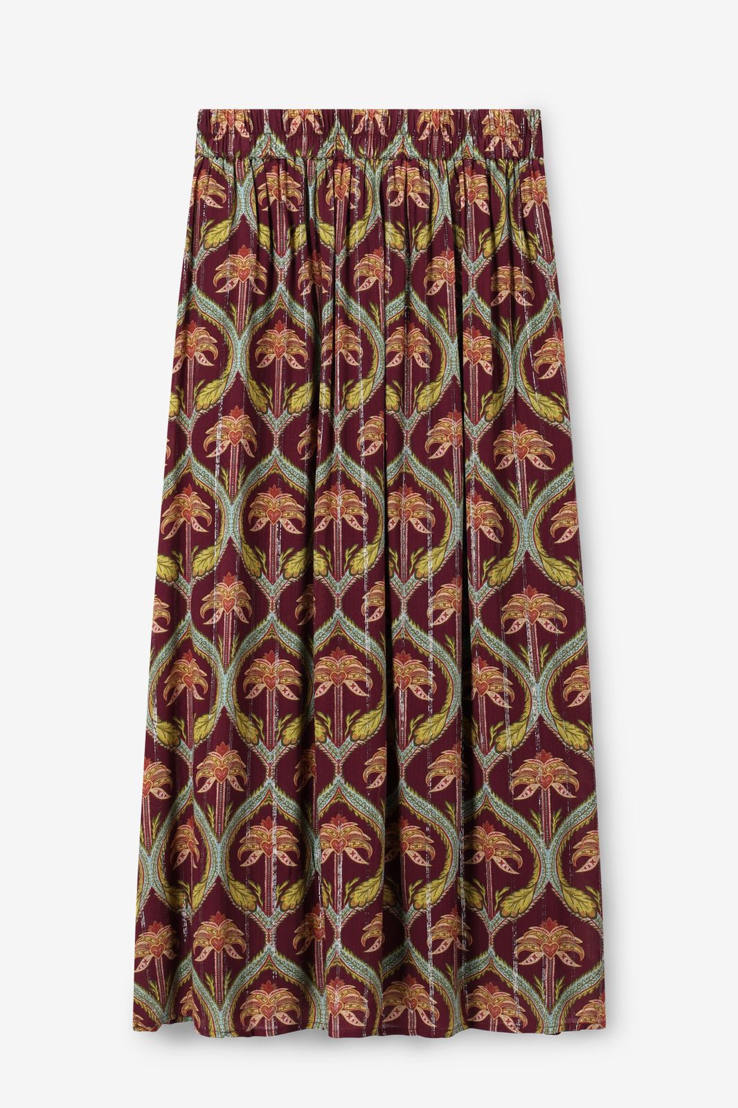Maxi-Rock mit Palmenmuster - dunkelrot