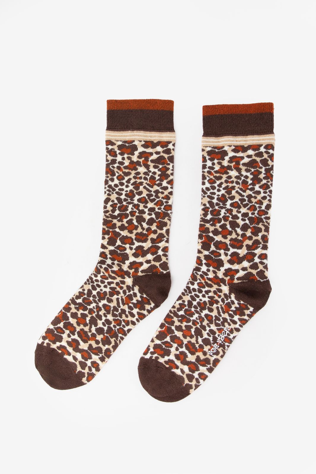 Socken mit Leoprint - dunkelbraun