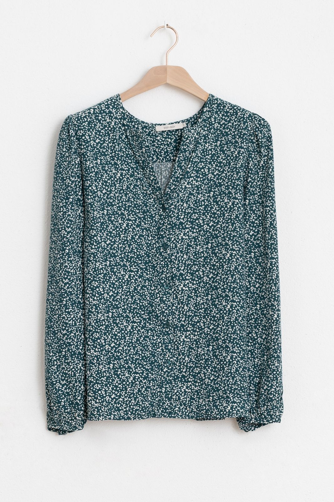 Grüne Bluse mit Blumenmuster