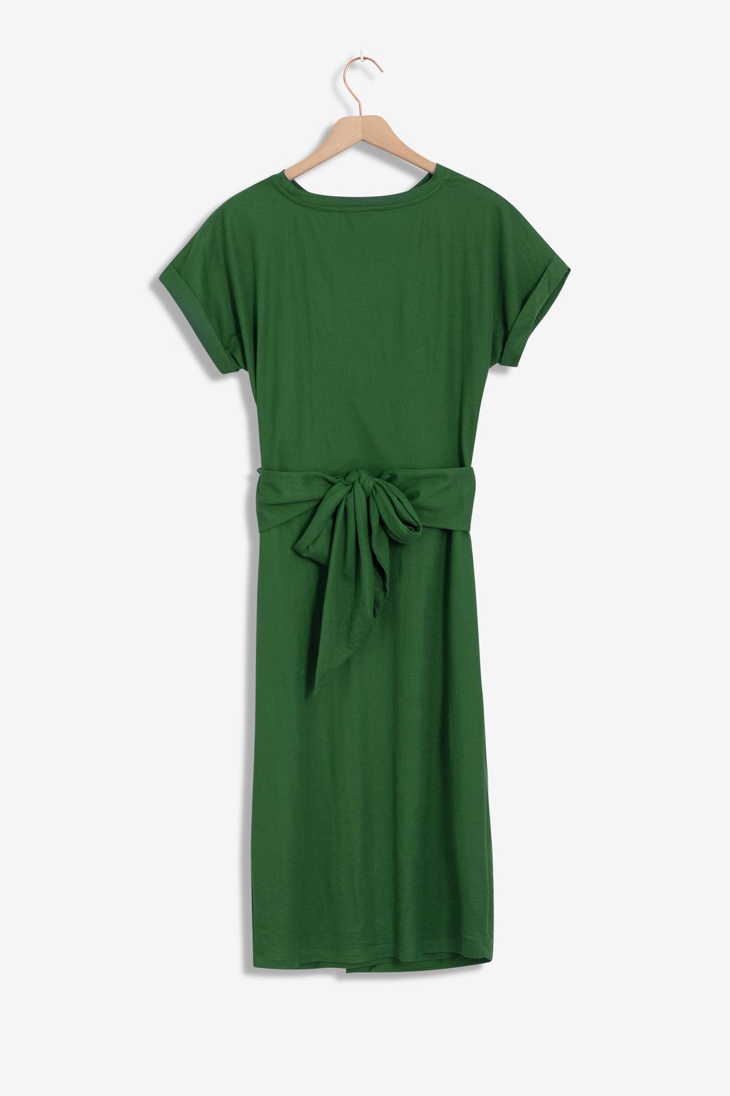 Kleid mit Taillenband zum Knoten - grün