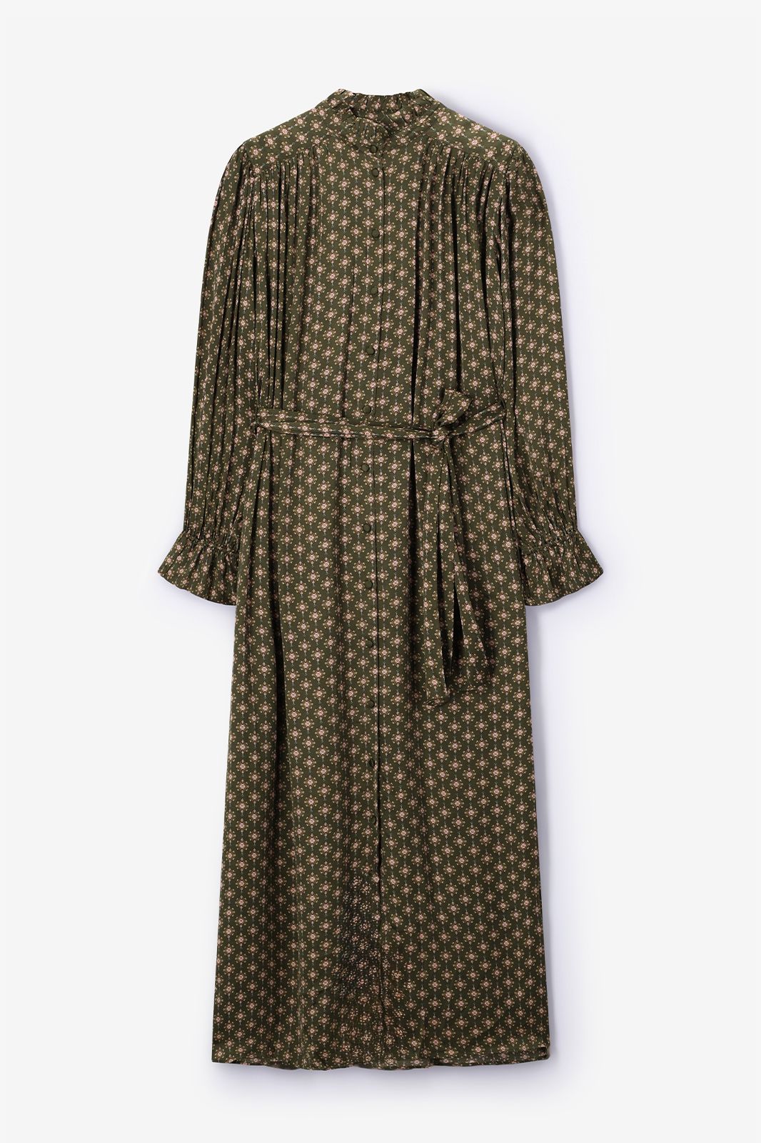 Gemustertes Maxi-Kleid - dunkelgrün