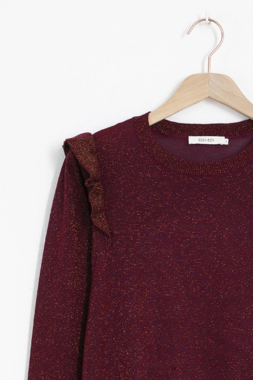 Pullover mit Glitzer - dunkelrot