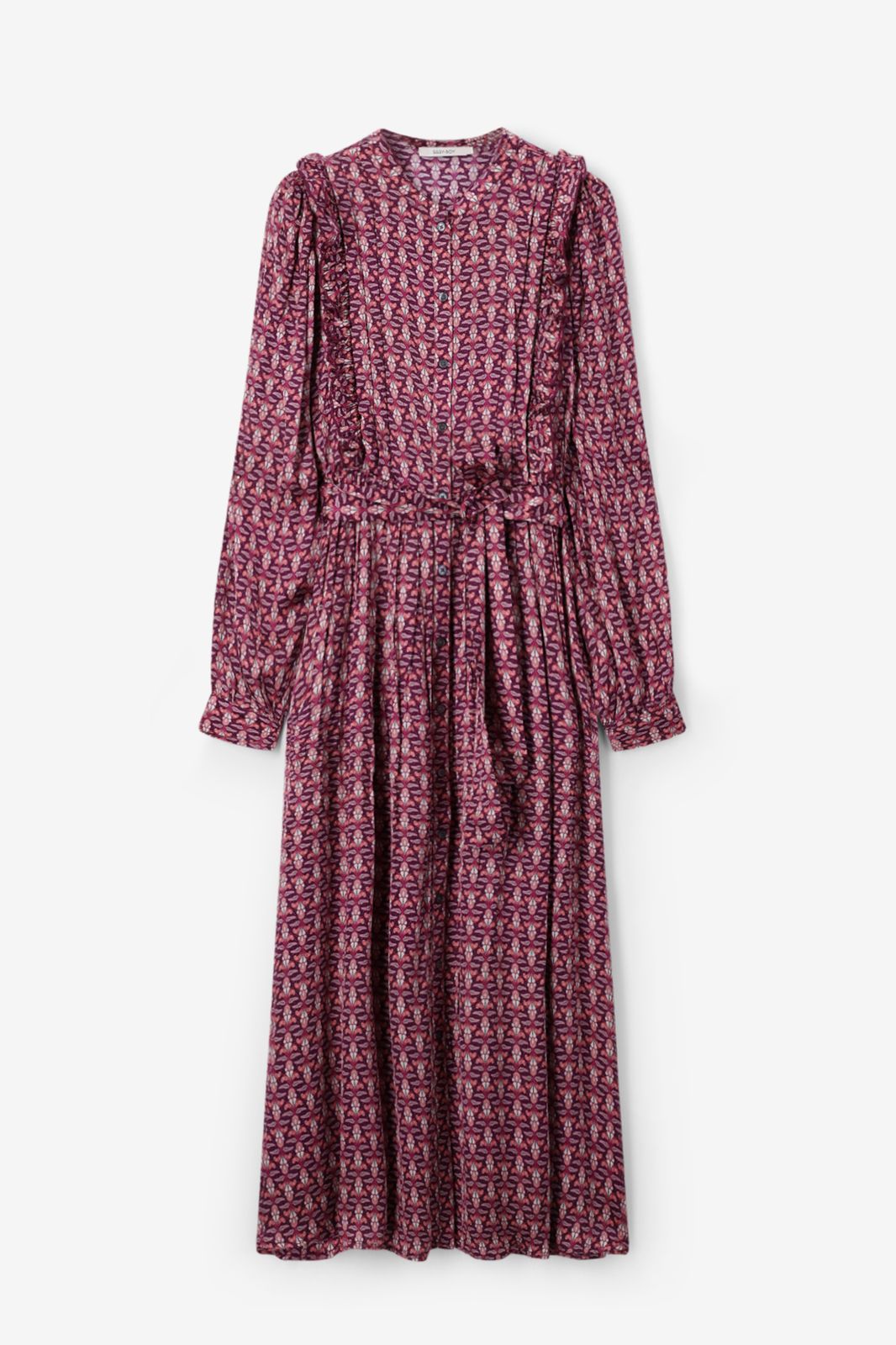 Gemustertes Kleid - dunkelrot