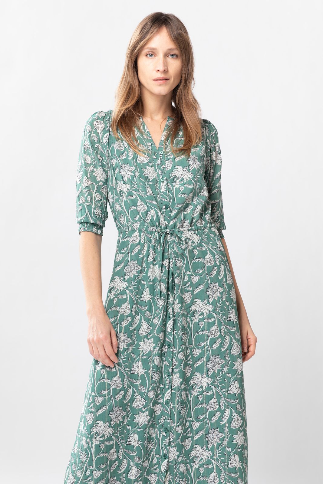 Midi-Kleid mit Print - blau