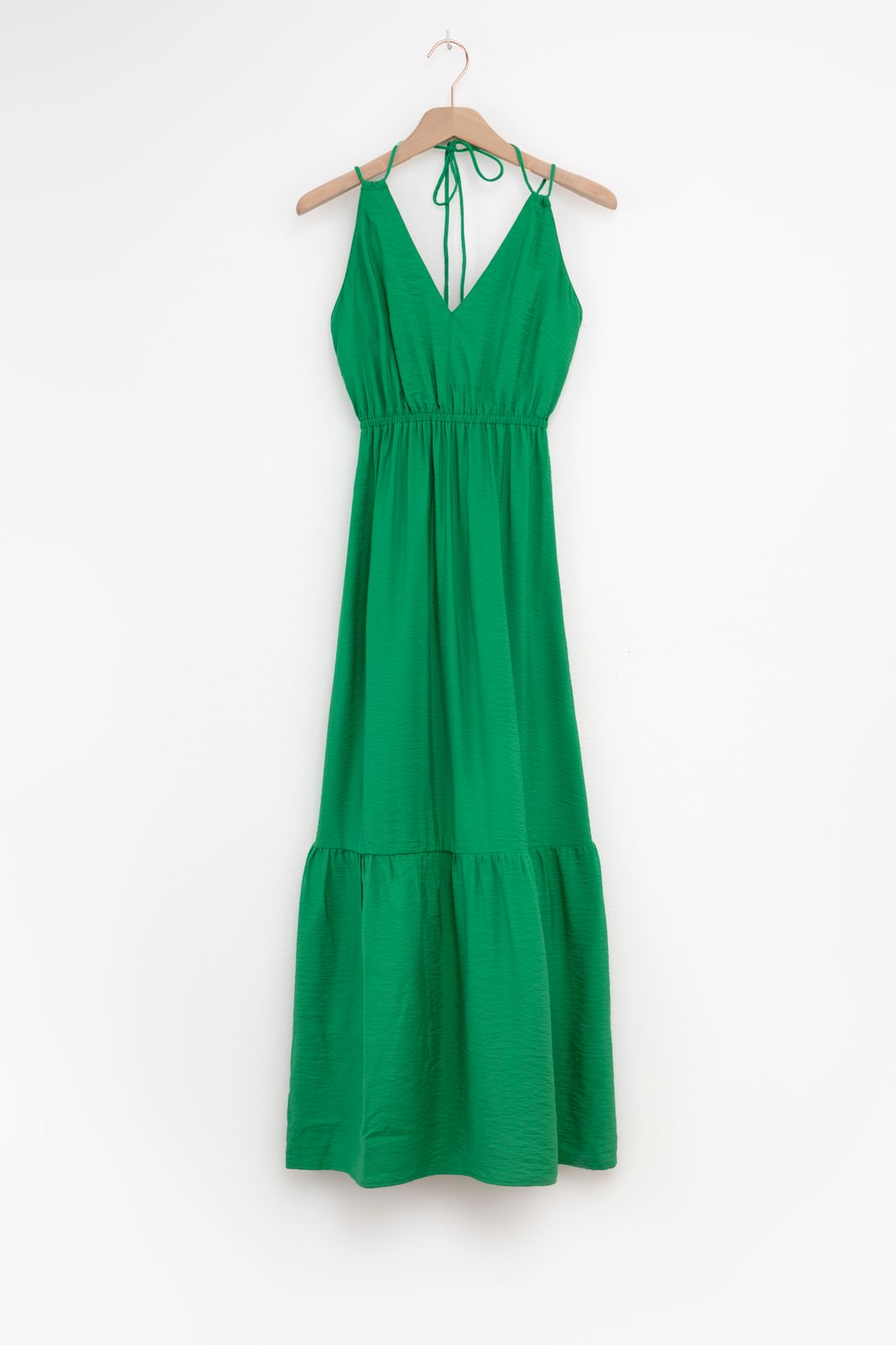 Maxi-Kleid mit offenem Rücken - grün