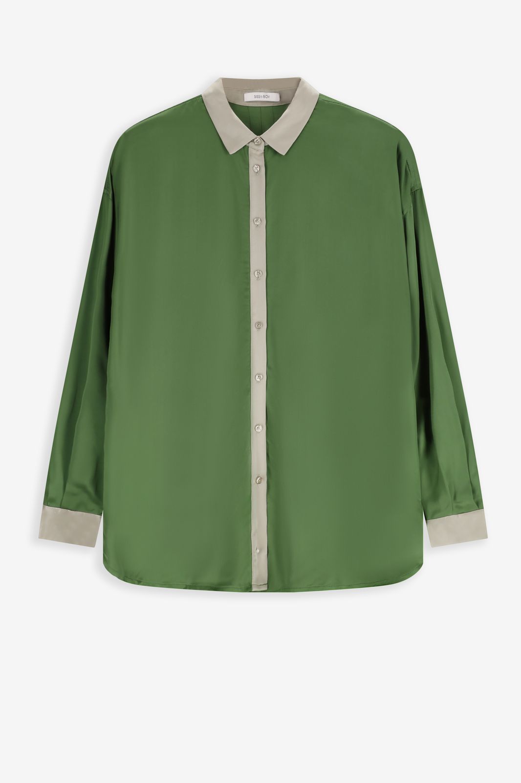 Satinbluse in Oversize-Optik - grün