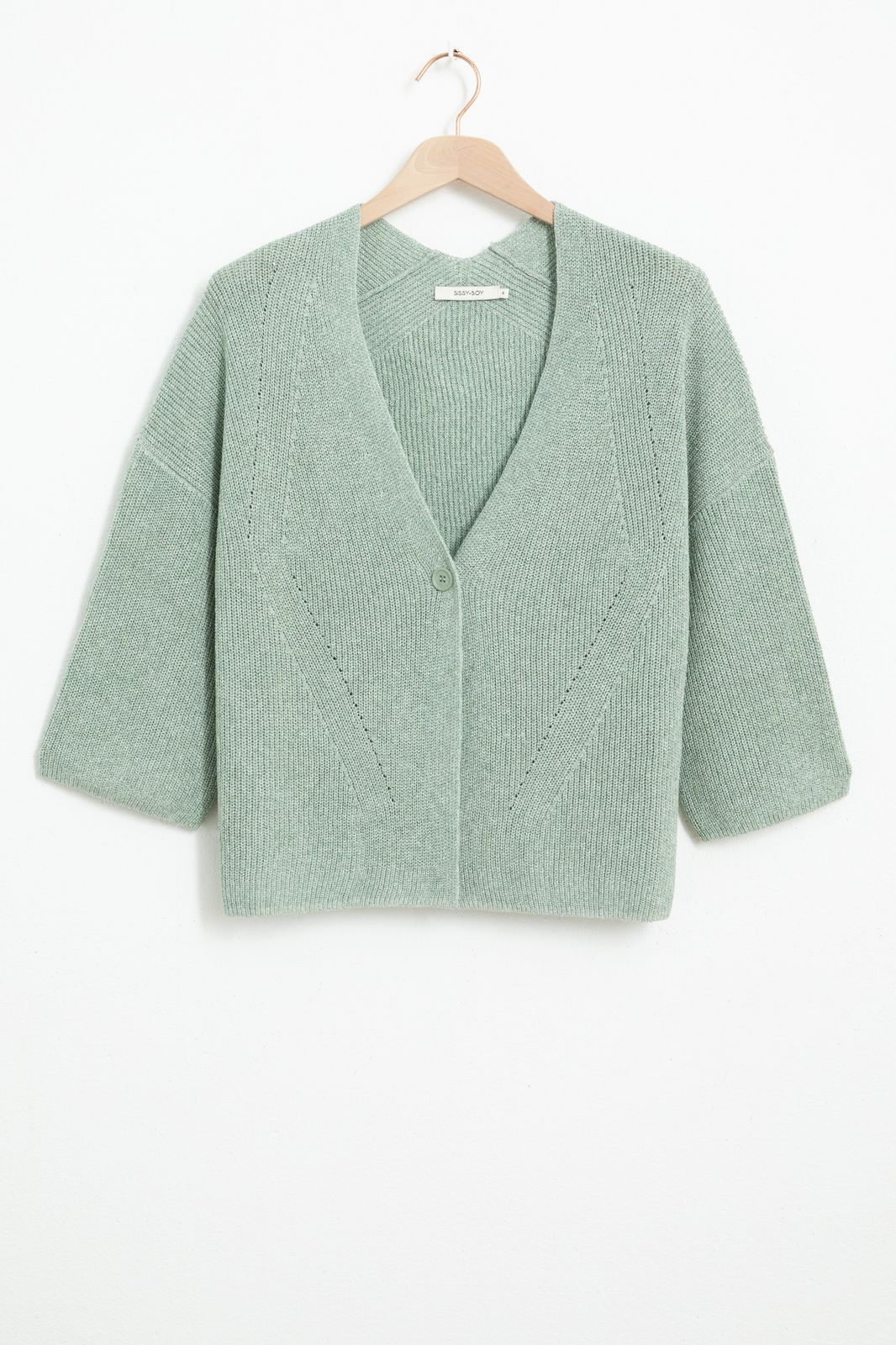 Strickjacke mit Knopf - hellblau