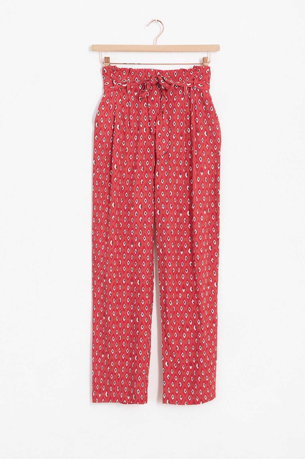 Paperbag-Hose mit Print - rosa