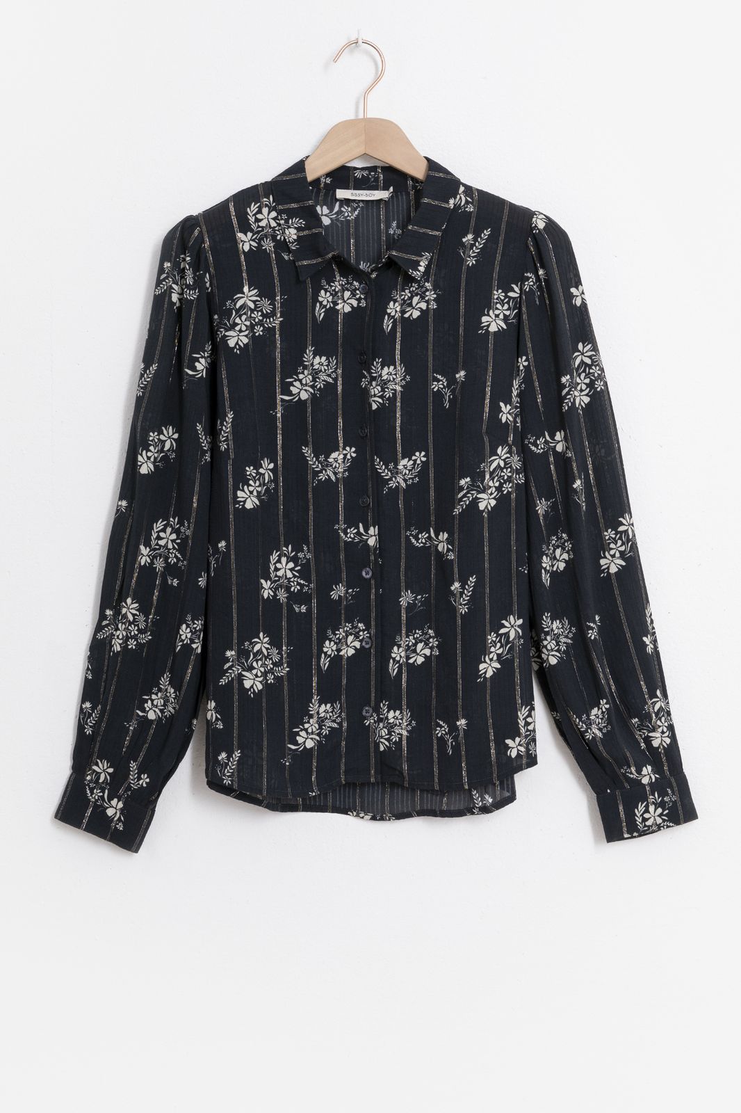 Bluse mit Blumenmuster - schwarz
