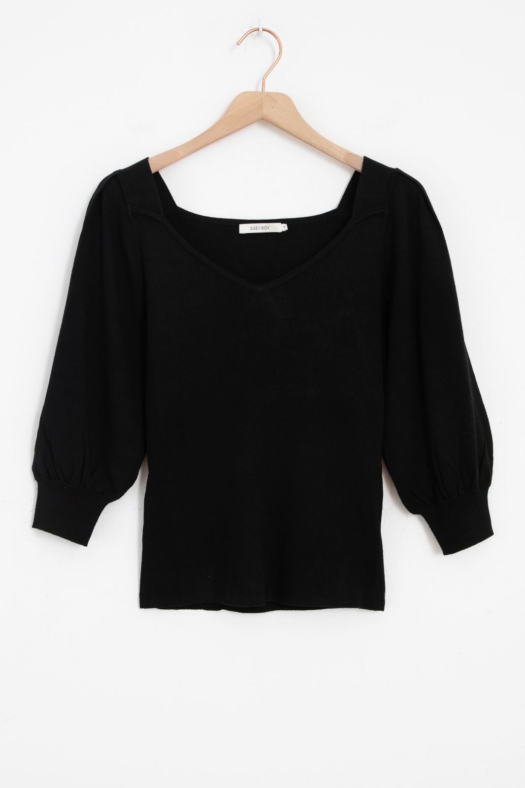 Pullover mit Herz-Dekolleté - schwarz