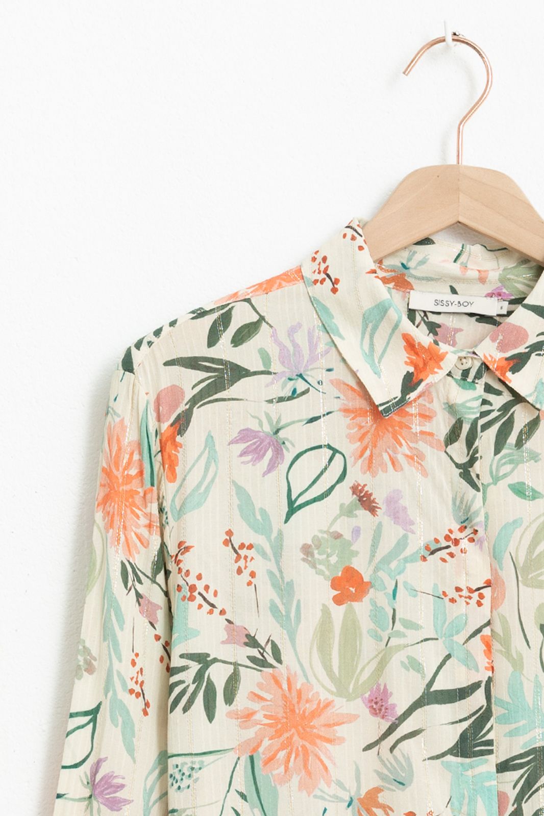 Bluse mit Blumenmuster und Lurex-Details