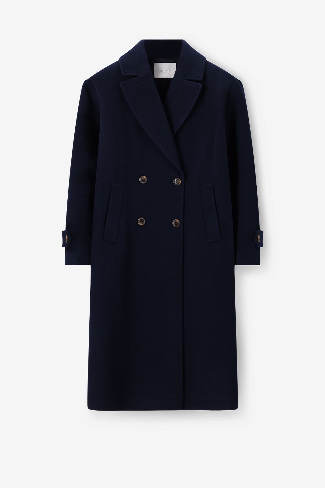 Donkerblauwe wollen jas