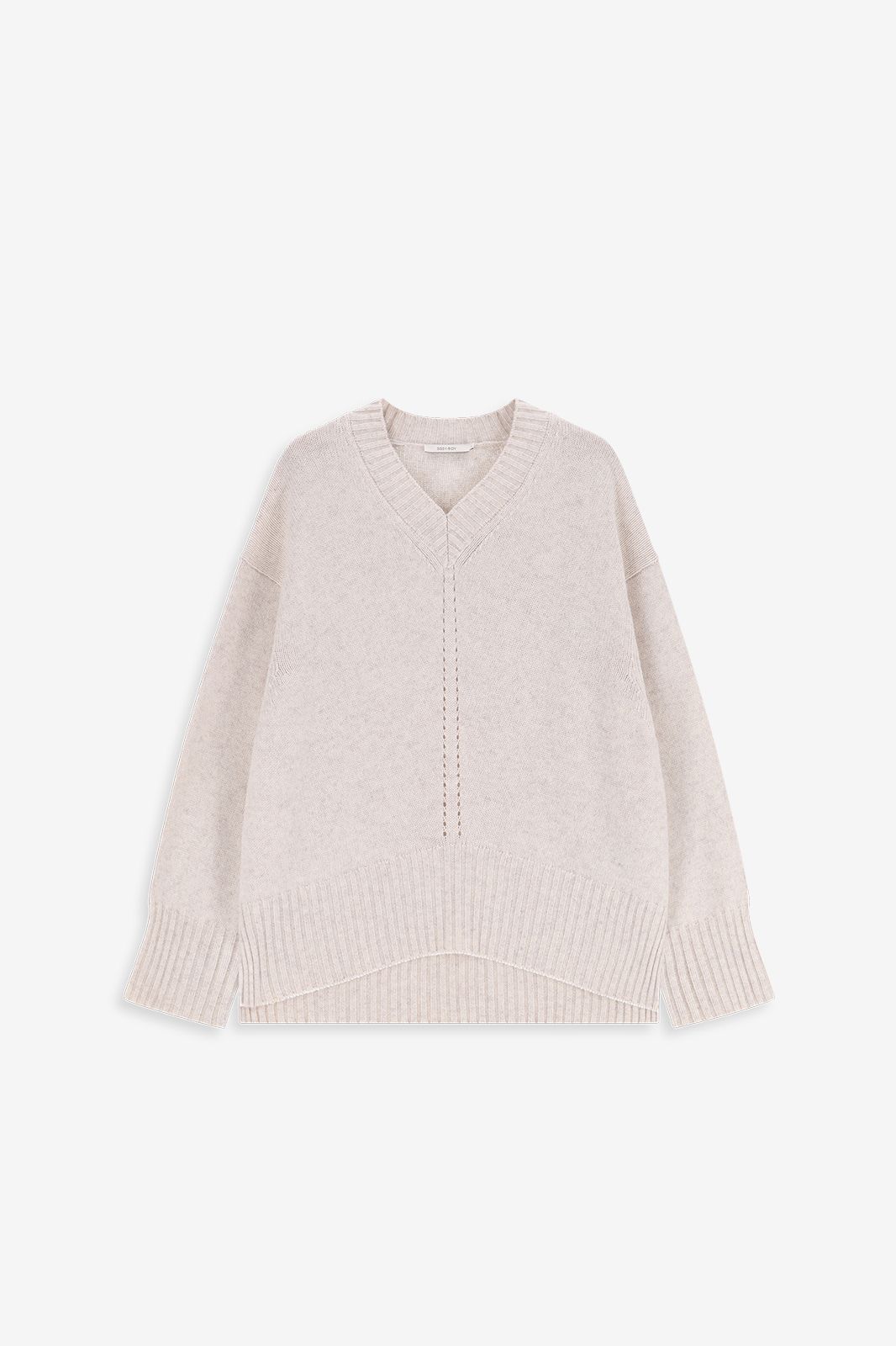 Strickpullover mit V-Ausschnitt - beige
