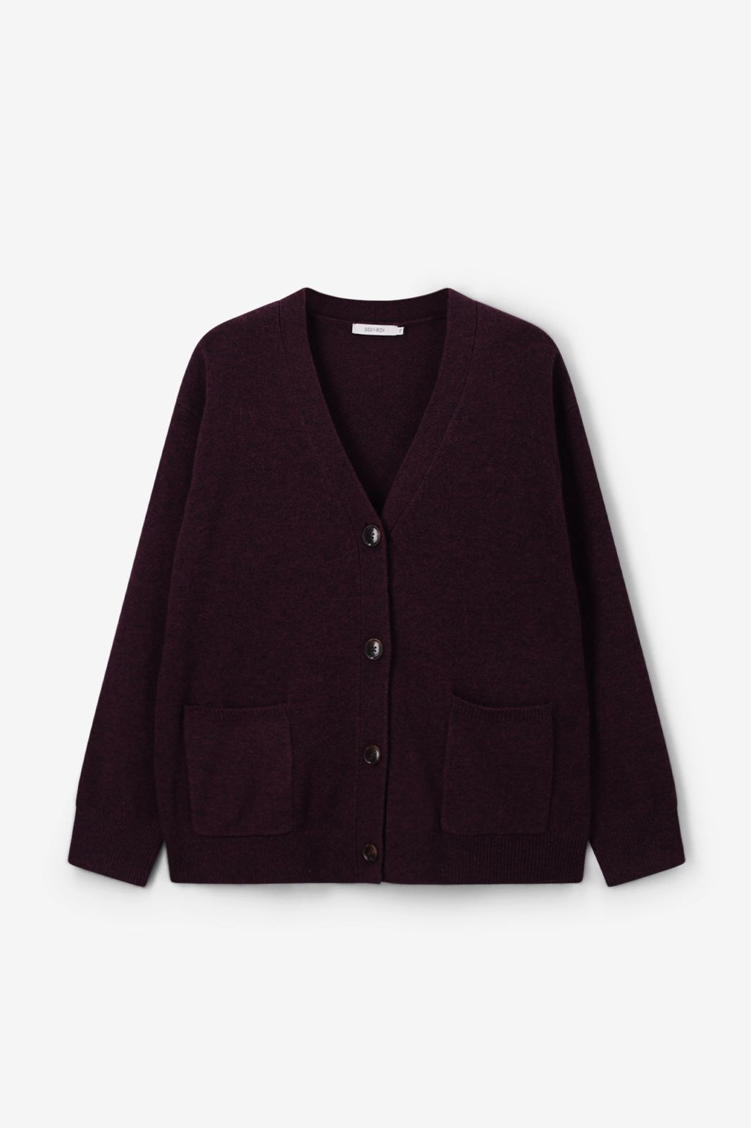 Strickjacke mit V-Ausschnitt - dunkelrot
