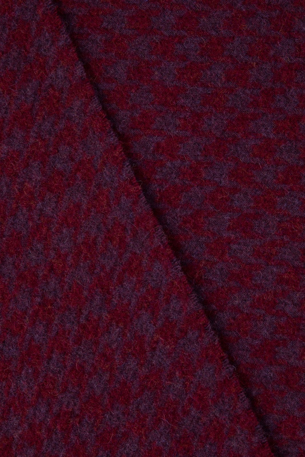 Wollschal mit Hahnentrittmuster - dunkelrot