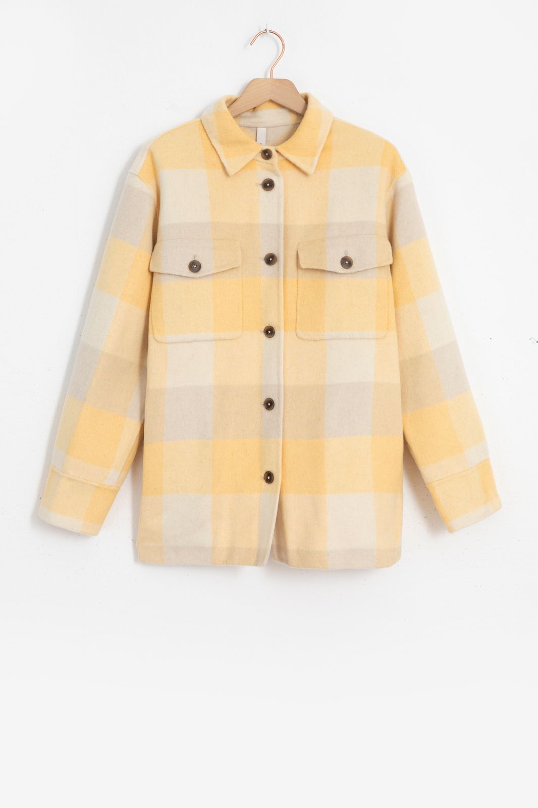 Handgefertigtes Überhemd aus Wolle - gelb
